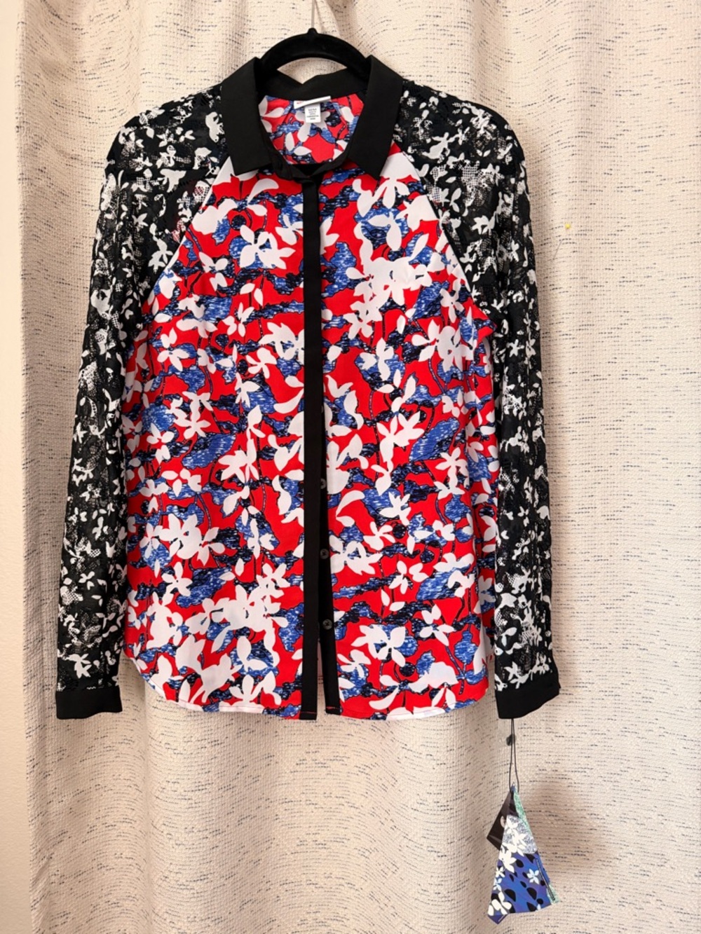 Peter Pilotto Red, Black & White Floral Blouse